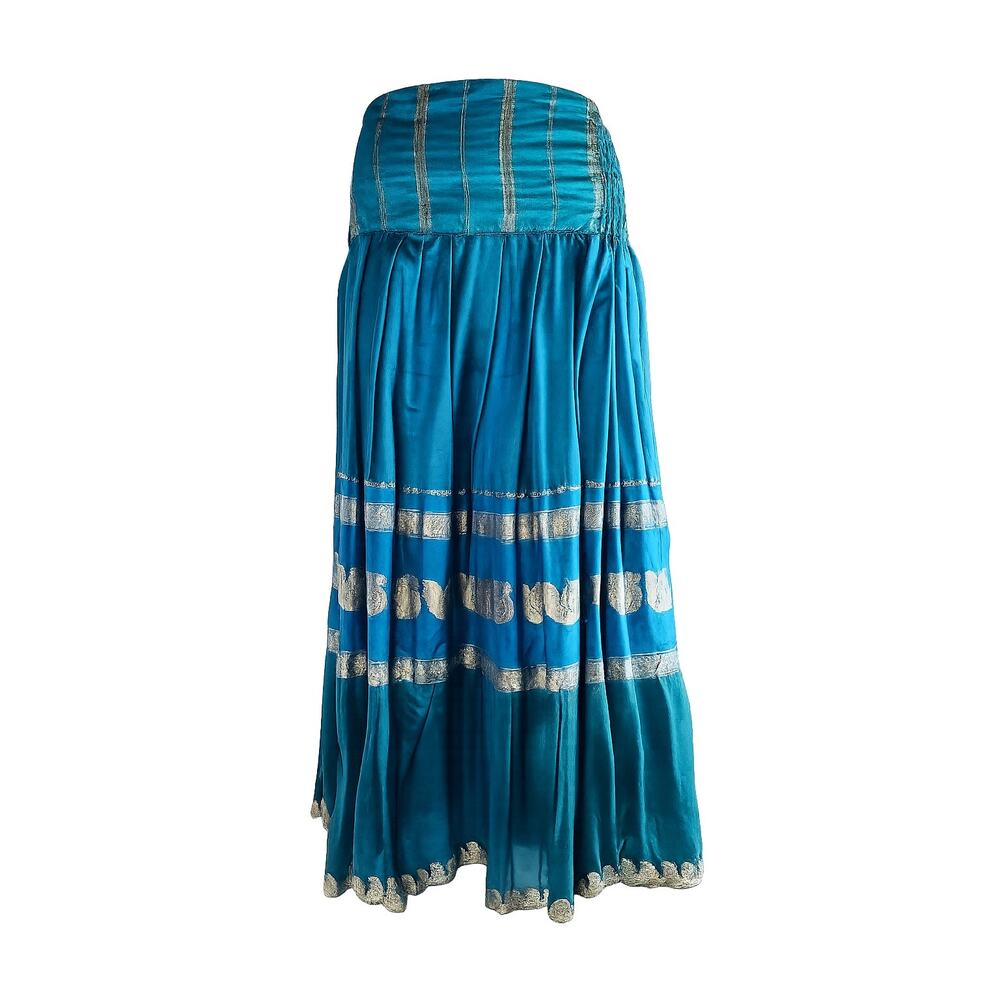 Custom Teal & Gold Indian Pull-On Skirt